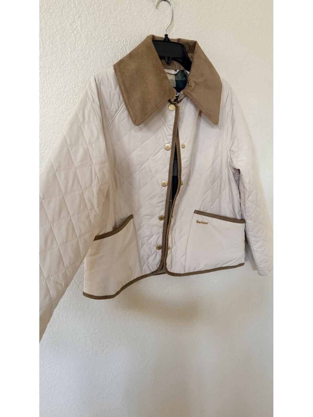 New Barbour Gosford Quilted Jacket In Ivory Size 6 $398 - Picture 5 of 13